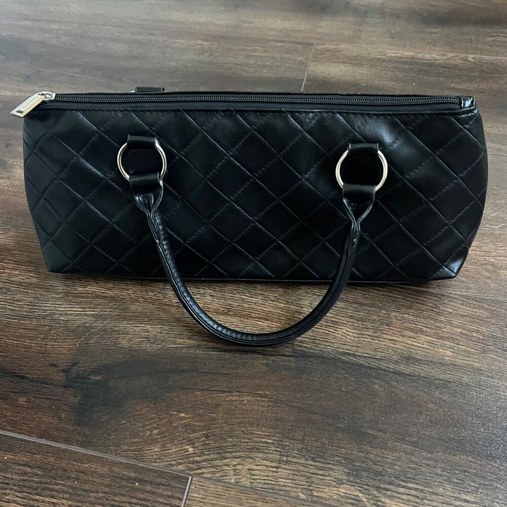 Primeware Insulated Black Quilted Wine Bottle Clutch Handbag Thermal Lined Bag